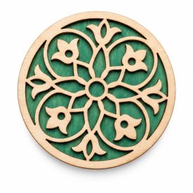 Mandala fa poháralátét – Zöld virágos minta