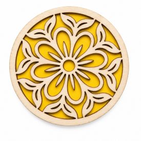 Mandala fa poháralátét – Sárga virág minta