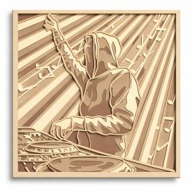 DJ mintás 3D fa falikép